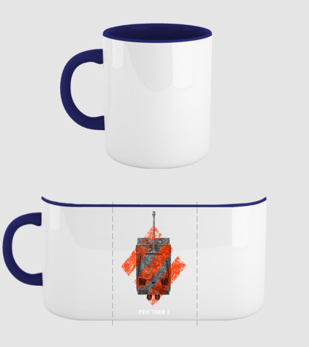PZVI Tiger 1 heavy wot class model albastru închis pe tricou