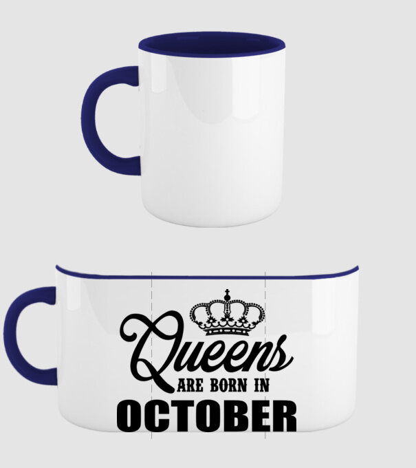 Queens are born in - October model albastru închis pe tricou