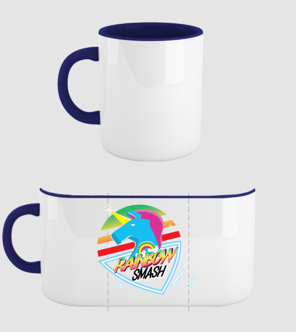 Rainbow smash model albastru închis pe tricou