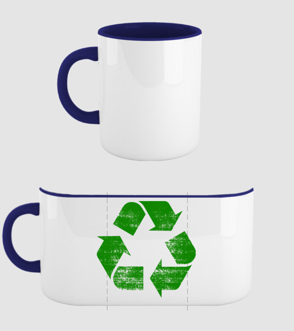 RECYCLE model albastru închis pe tricou
