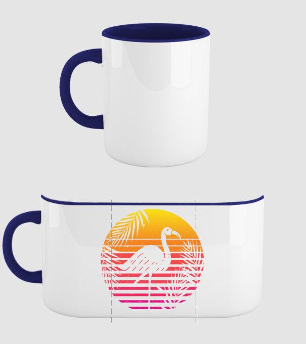 Retro flamingo sunset model albastru închis pe tricou