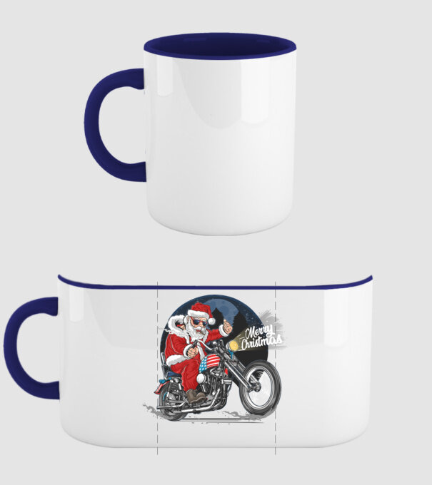 Santa Motocicletă Merry Christmas model albastru închis pe tricou