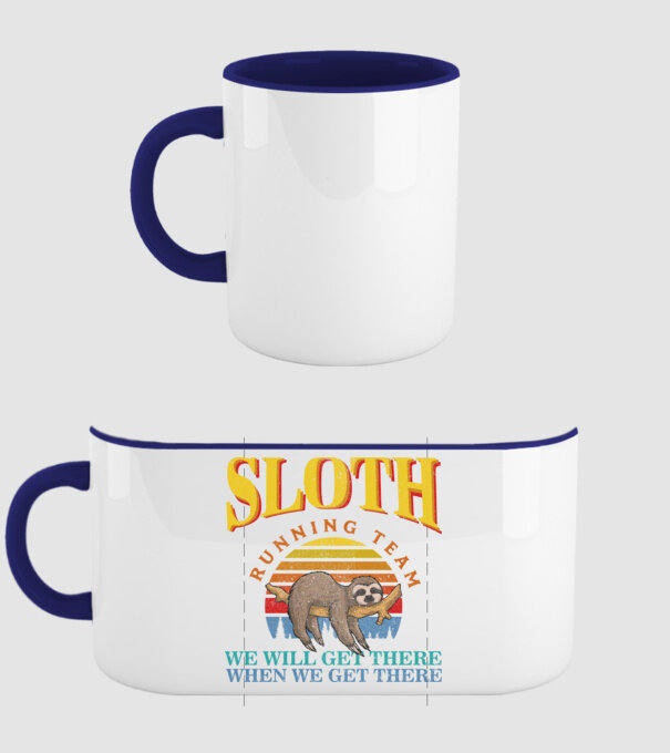 sloth running team retro model albastru închis pe tricou