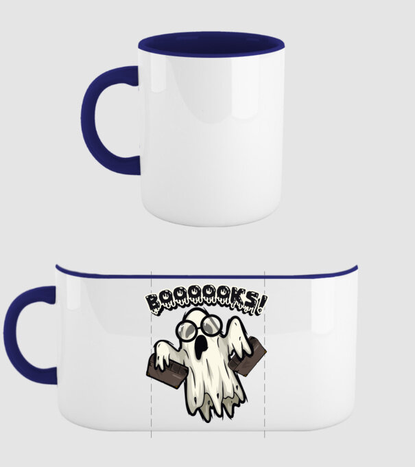 Spooky boookworm model albastru închis pe tricou