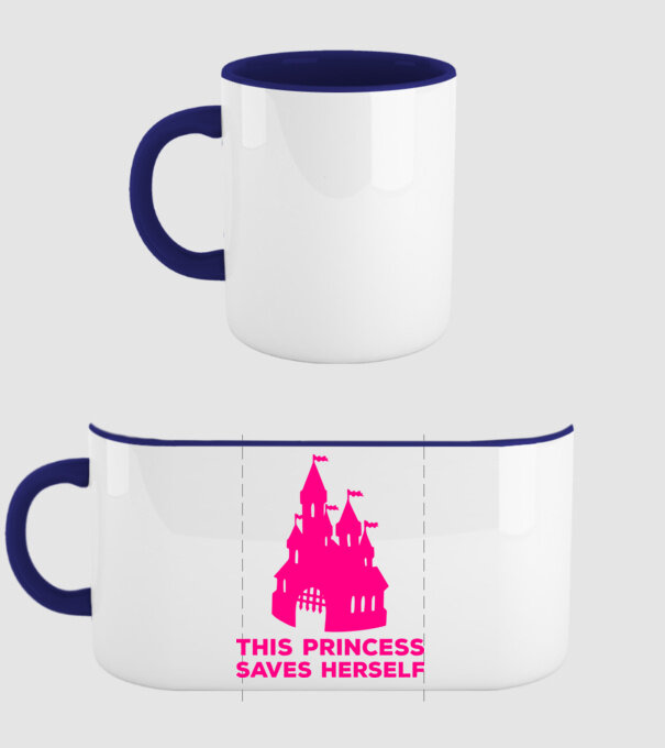 This princess saves herself model albastru închis pe tricou