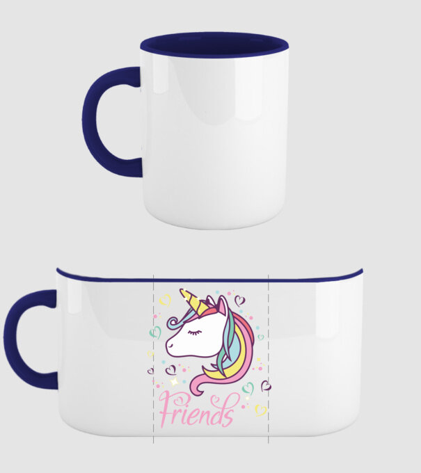 Unicorn Friend model albastru închis pe tricou