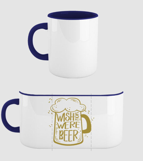 Wish u were beer model albastru închis pe tricou