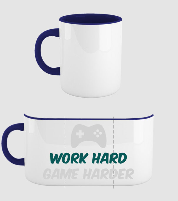 Work hard, game harder model albastru închis pe tricou