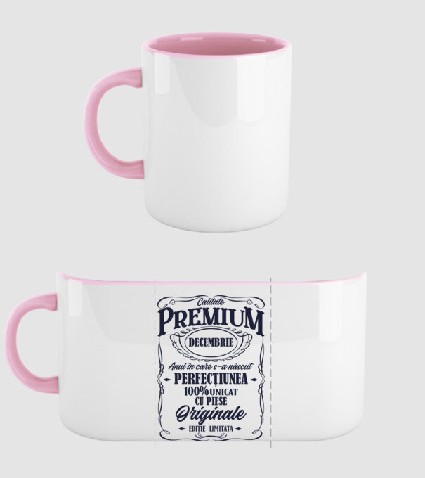 calitate premium -decembrie- anul în care s-a născut - perfecțiunea - 100% unicat, cu piese originale, ediție limitată model roz deschis pe tricou