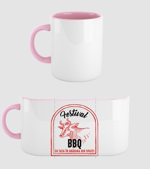 Festival BBQ - cu tata în grădina din spate! model roz deschis pe tricou