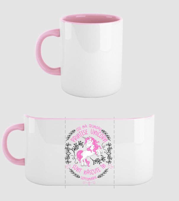 Cele mai frumoase prințese unicorn sunt născute în Septembrie model roz deschis pe tricou