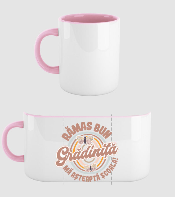 Rămas bun grădiniță, mă așteaptă școala! model roz deschis pe tricou