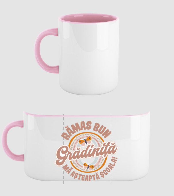 Rămas bun grădiniță, mă așteaptă școala! model roz deschis pe tricou