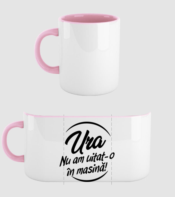Ura! Nu l-am uitat în mașină! / Ura! Nu am uitat-o în mașină! model roz deschis pe tricou