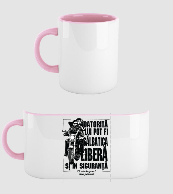 datorită lui pot fi sălbatică, liberă și în siguranță - el este îngerul meu păzitor model roz deschis pe tricou