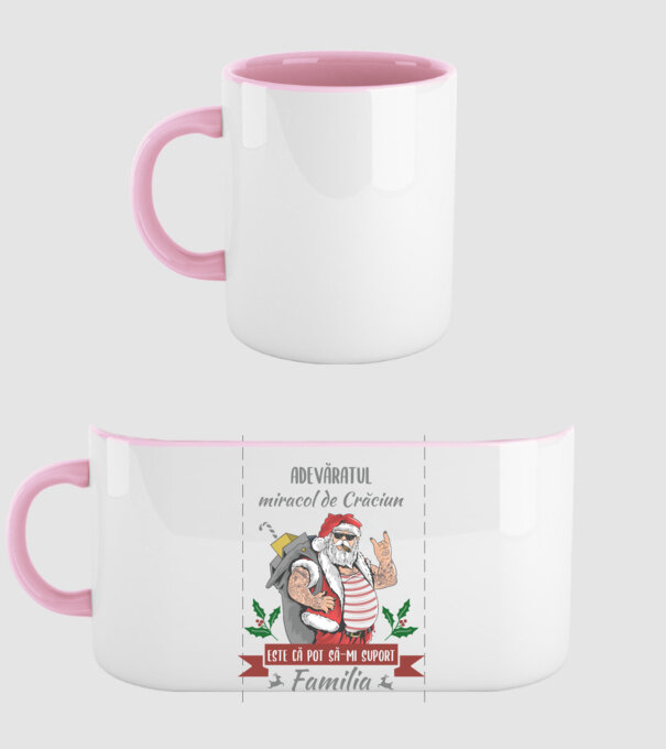 adevăratul miracol de Crăciun este că pot să-mi suport familia model roz deschis pe tricou