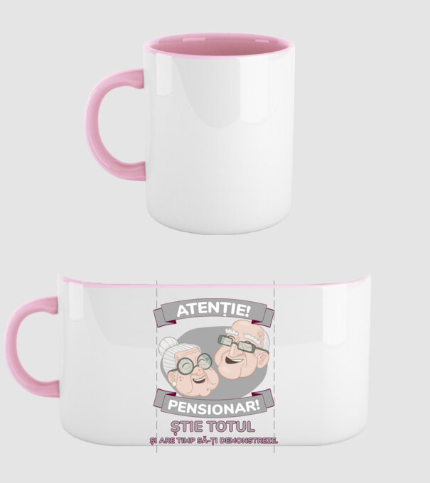 atenție! pensionar! știe totul și are timp să-ți demonstreze. model roz deschis pe tricou