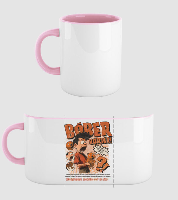 Bobr Kurwa comic model roz deschis pe tricou