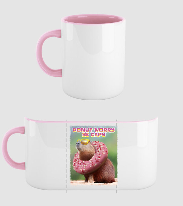 Capybara Donut worry be capy model roz deschis pe tricou