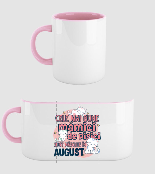 Cele mai bune mămici de pisici August model roz deschis pe tricou