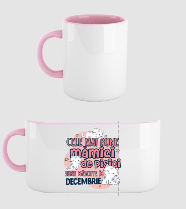 Cele mai bune mămici de pisici decembrie model roz deschis pe tricou