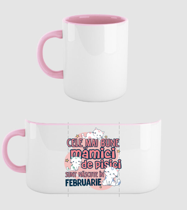 Cele mai bune mămici de pisici februarie model roz deschis pe tricou
