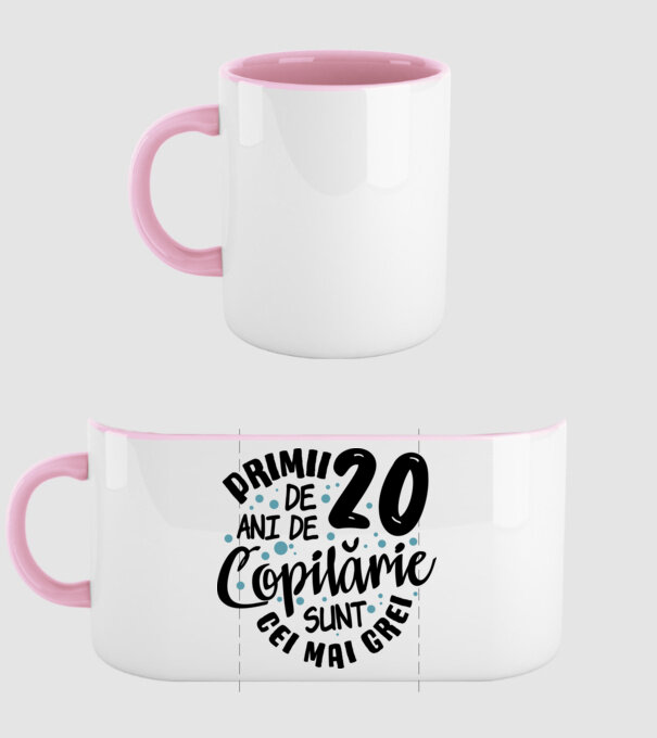Copilărie 20 de ani model roz deschis pe tricou