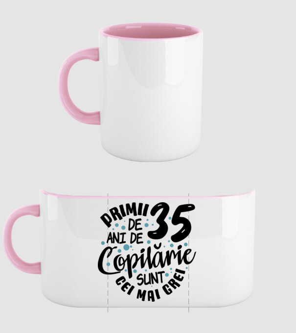 Copilărie 35 de ani model roz deschis pe tricou