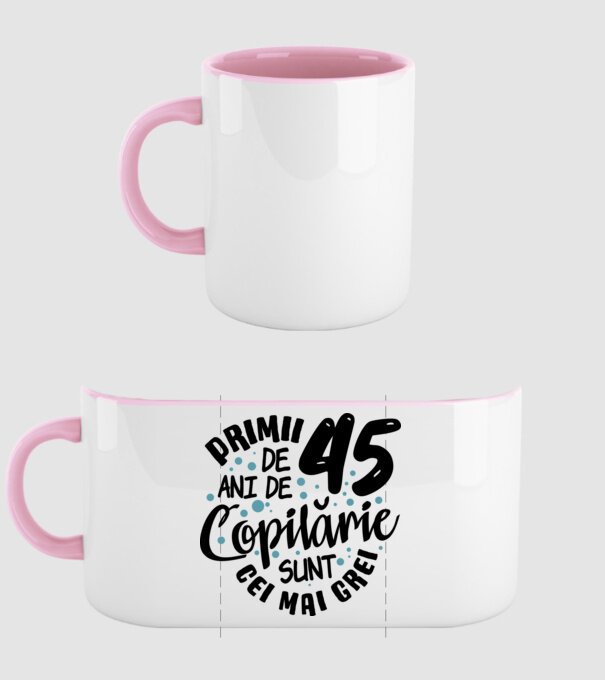 Copilărie 45 de ani model roz deschis pe tricou