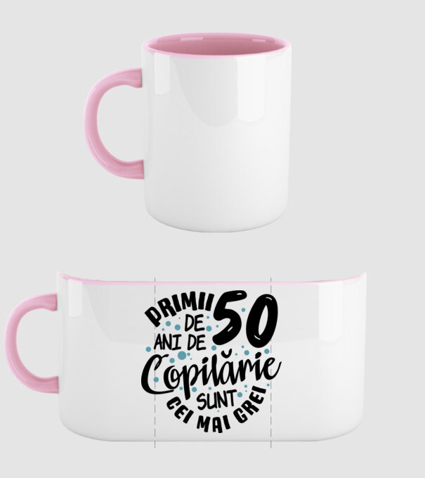 Copilărie 50 de ani model roz deschis pe tricou