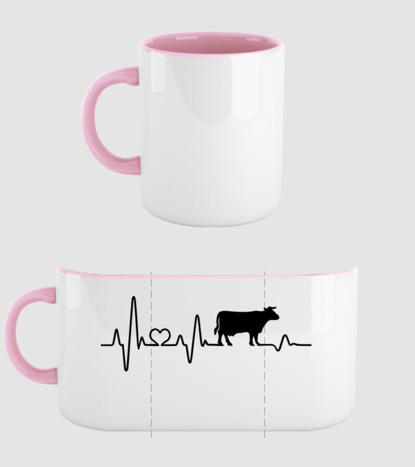 Cow Heartbeat model roz deschis pe tricou