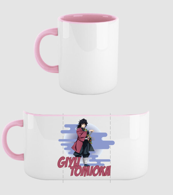 Demon Slayer Giyu model roz deschis pe tricou