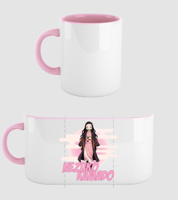 Demon Slayer Nezuko model roz deschis pe tricou