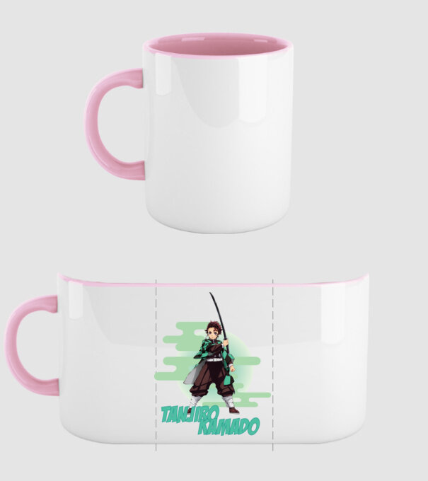 Demon Slayer Tanjiro model roz deschis pe tricou