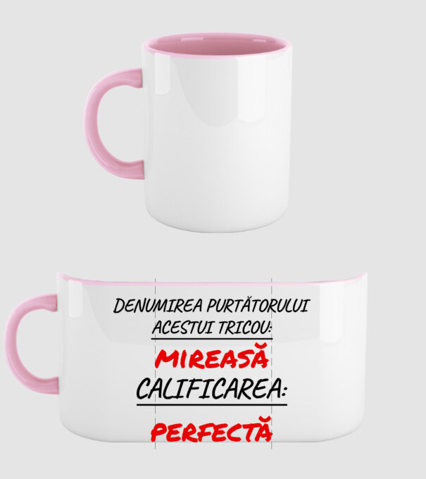 denumirea persoanei care poartă tricoul: mireasă - calificarea: perfectă model roz deschis pe tricou