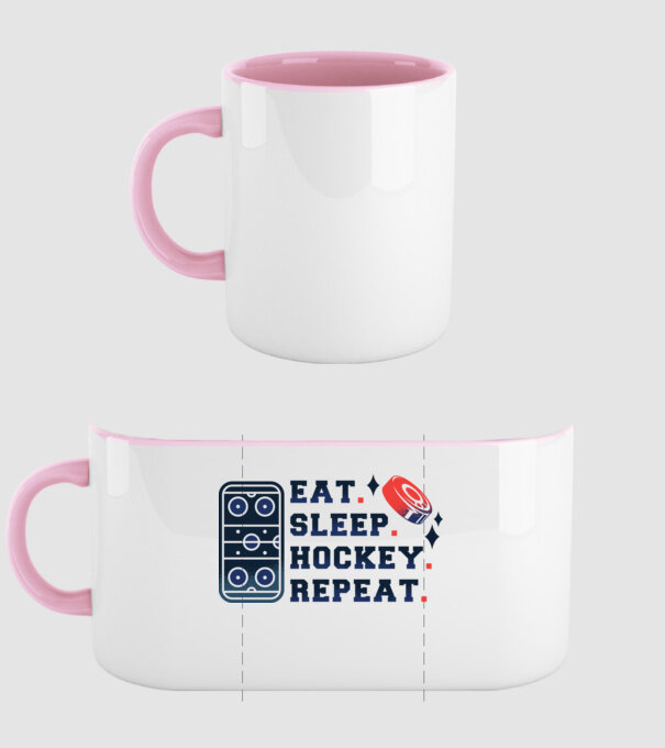 Eat Sleep Hockey Repeat model roz deschis pe tricou