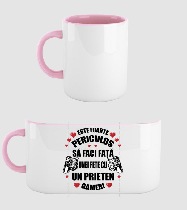 este foarte periculos să faci față unei fete cu un prieten gamer! model roz deschis pe tricou