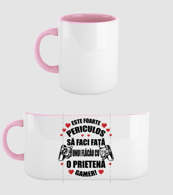este foarte periculos să faci față unui flăcău cu o prietenă gamer! model roz deschis pe tricou