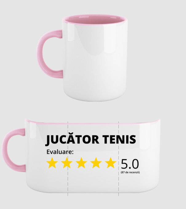 Evaluare 5 JUCĂTOR de TENIS model roz deschis pe tricou