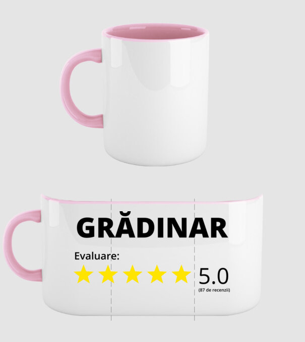 Evaluare Grădinar model roz deschis pe tricou
