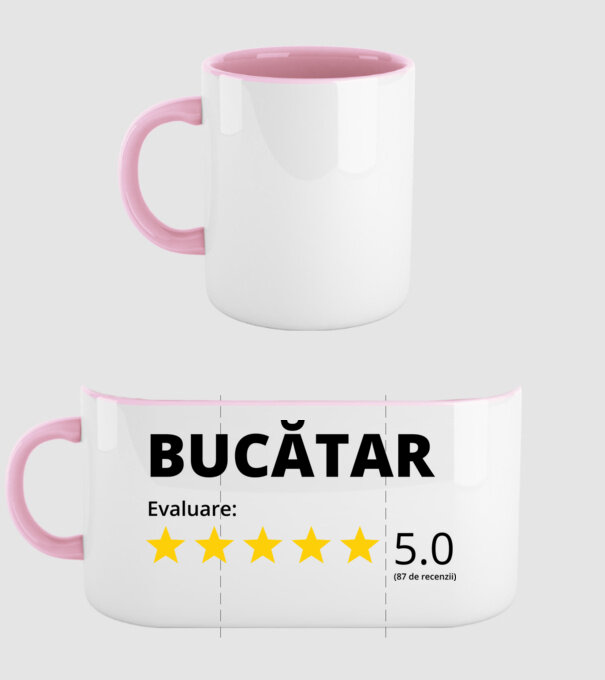 Evaluare - BUCĂTAR model roz deschis pe tricou