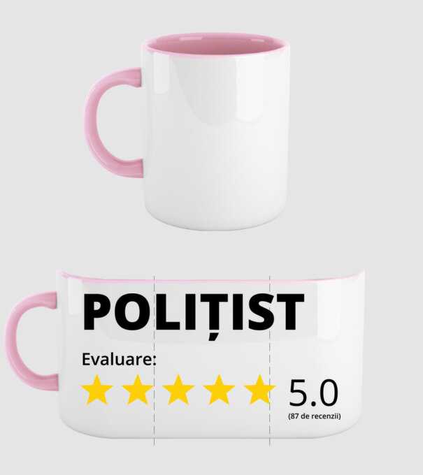 Evaluare - POLIȚIST model roz deschis pe tricou