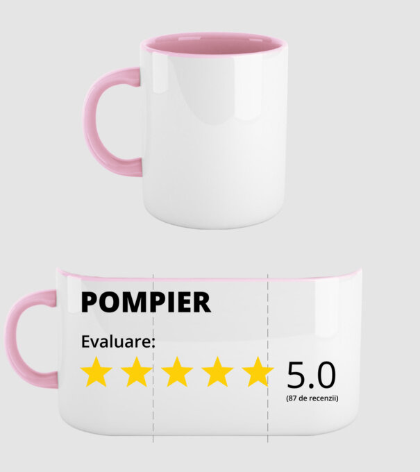 Evaluare - POMPIER model roz deschis pe tricou