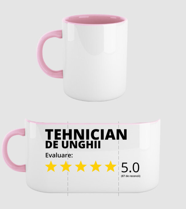 Evaluare - TEHNICIAN DE UNGHII model roz deschis pe tricou