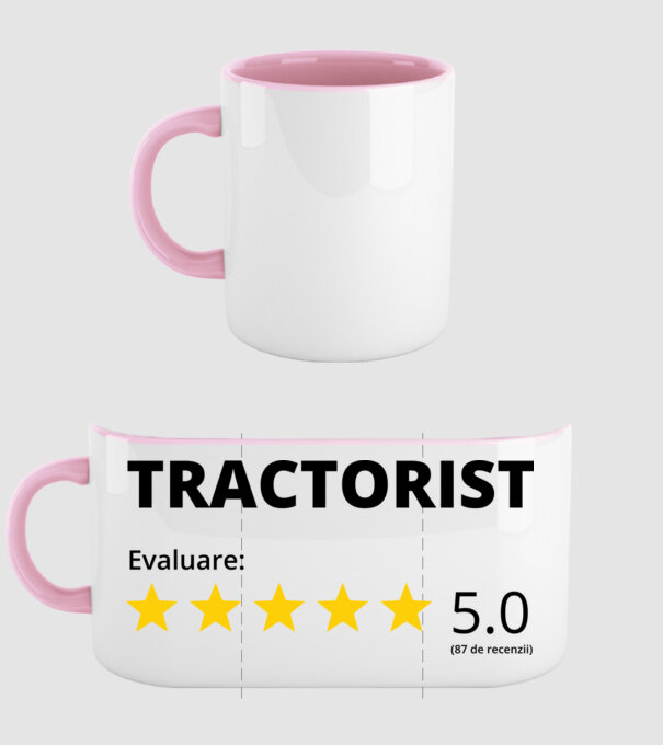 Evaluare - TRACTORIST model roz deschis pe tricou