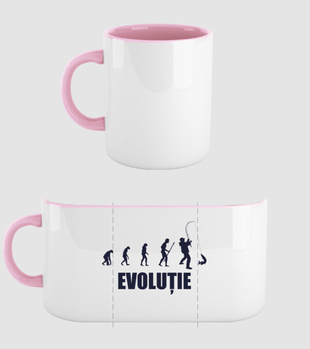 Evoluție Pescuit model roz deschis pe tricou