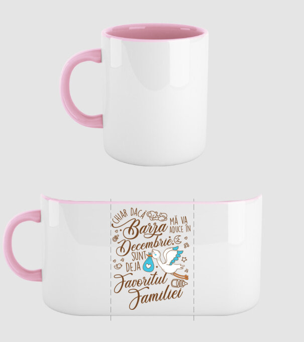 Favoritul familiei DECEMBRIE model roz deschis pe tricou