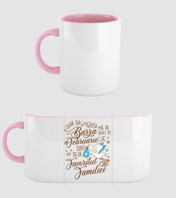 Favoritul familiei FEBRUARIE model roz deschis pe tricou