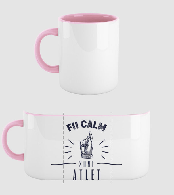 Fii calm, sunt ATLET model roz deschis pe tricou