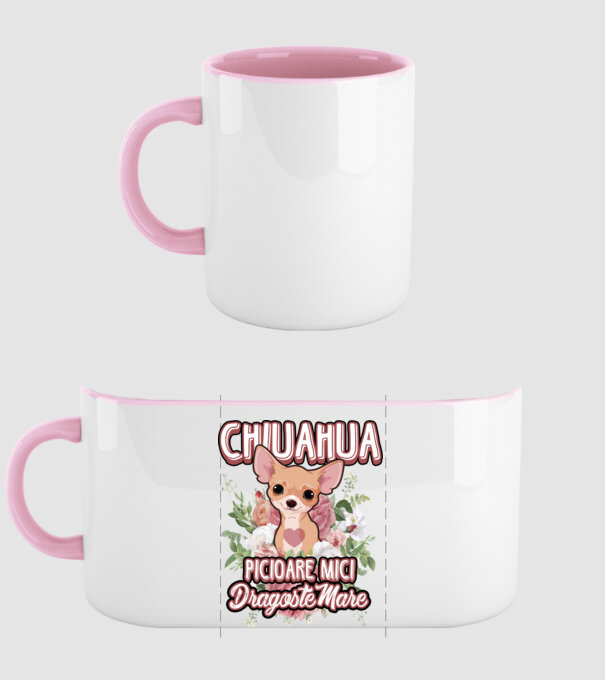 chihuahua : picioare mici dragoste mare model roz deschis pe tricou